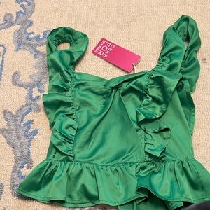 Stylish Green Ruffled Blouse